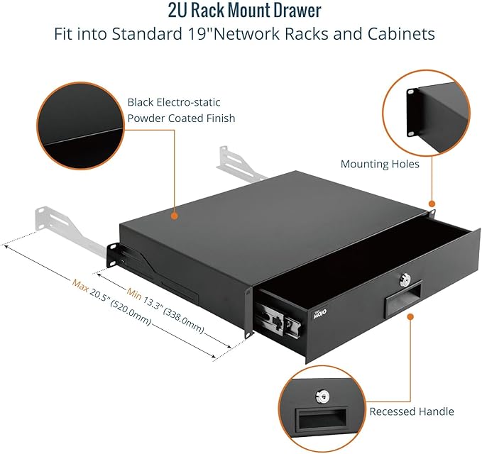 Tecmojo 2U Rack Drawer, Rack Mount Drawer - Image 4