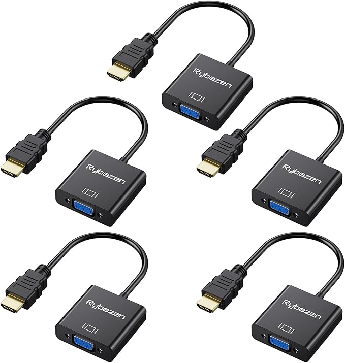 HDMI to VGA Adapter 5 Pack, Compatible by Digitconvert