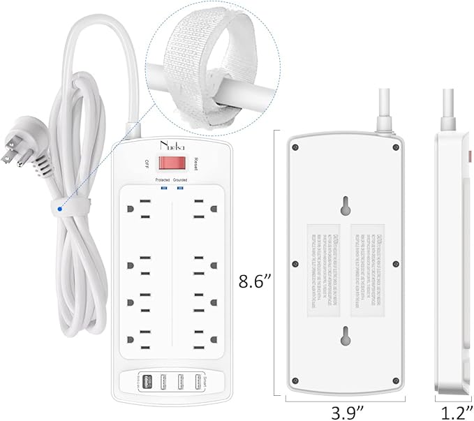 6FT Surge Protector Power Strip, Nuetsa Extension Cord - Image 7
