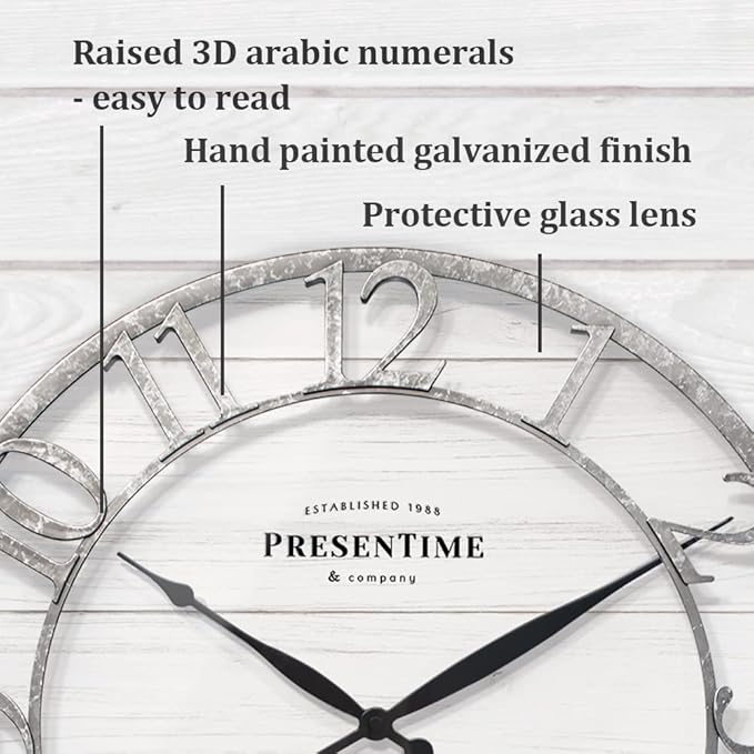 Presentime & Co 21" Farmhouse Series Wall Clock, Shiplap Style, Raised 3D - Image 3