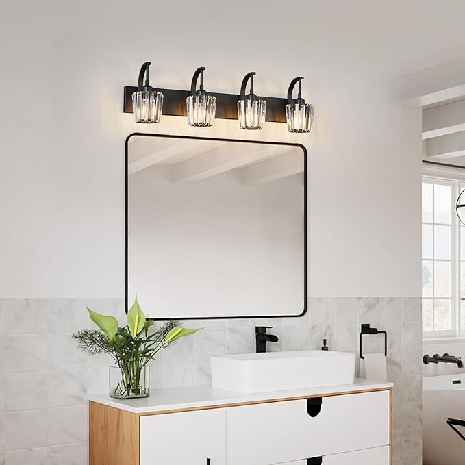 FDPBY Modern Bathroom Vanity Light, 4-Light Black Wall Sconce - Image 7