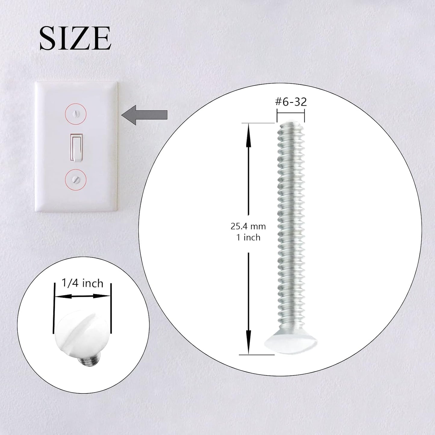 50 Pack Long Outlet Screws, 1 Inch White Screws for Wall Plates & Covers