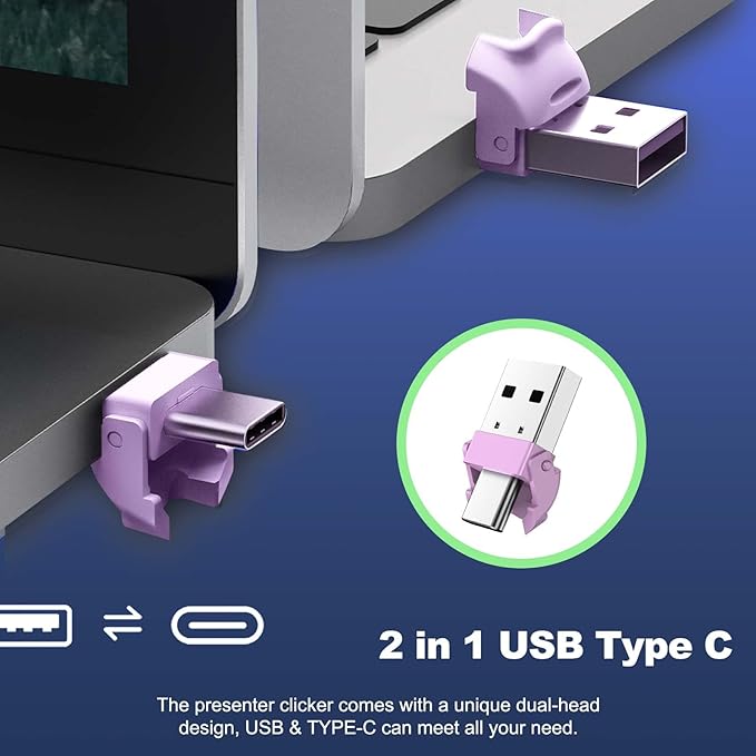 QUI Presentation Clicker for PowerPoint, RF 2.4GHz USB C Wireless Presenter - Image 3