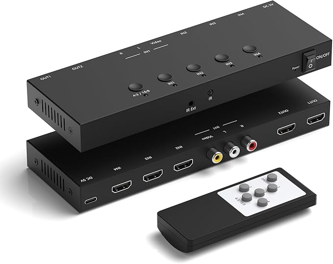Dingsun 3 Way HDMI 2.0+ RCA to 2 Way HDMI Converter by Dingsun
