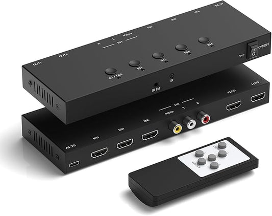 Dingsun 3 Way HDMI 2.0+ RCA to 2 Way HDMI Converter by Dingsun