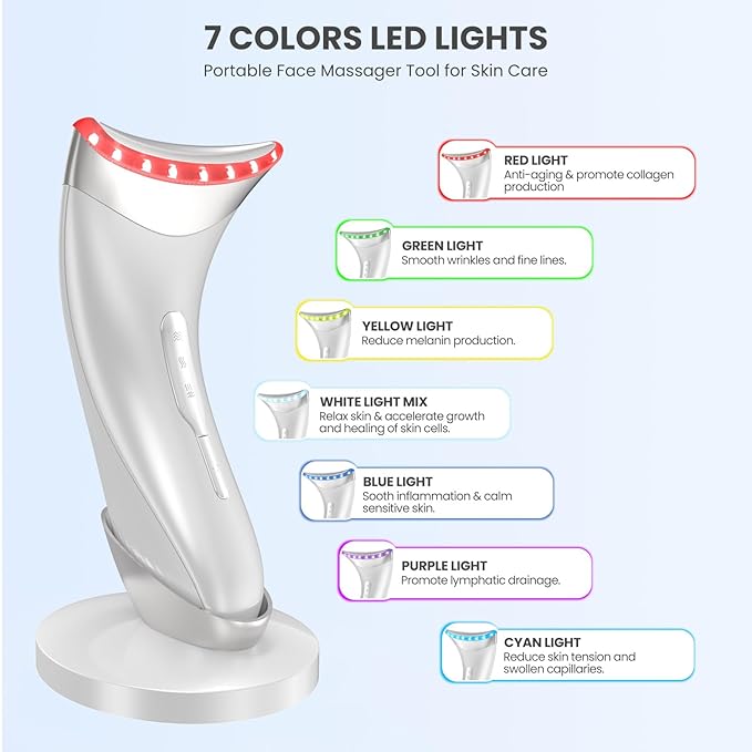 7 Color Light Face and Neck Massager Tool of Double Chin Reducer, Facial - Image 4