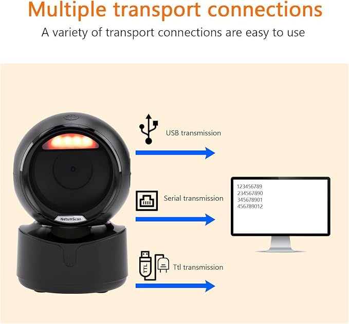 NetumScan Automatic Omnidirectional Desktop Barcode Scanner, Hands Free USB - Image 7