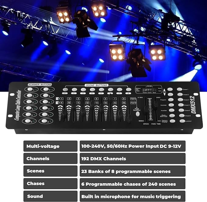 192 DMX Controller Use for Editing Program of Stage Lighting, DMX 512 DJ - Image 4