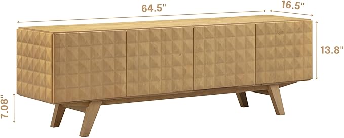 NTC Sapa Mid-Century Modern Solid Wood TV Stand 4-Door Media Console - Image 6