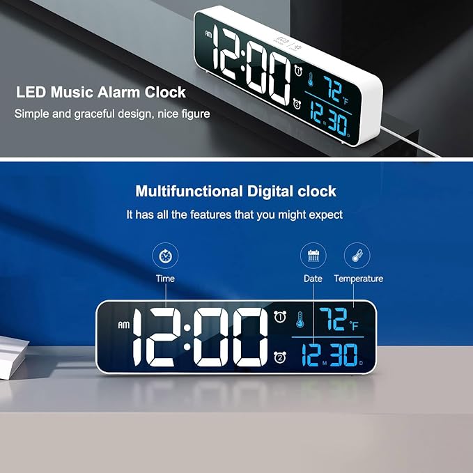 Digital Clock, Clock For Bedroom, Clocks For Living Room Decor, Desk Table Clock - Image 3