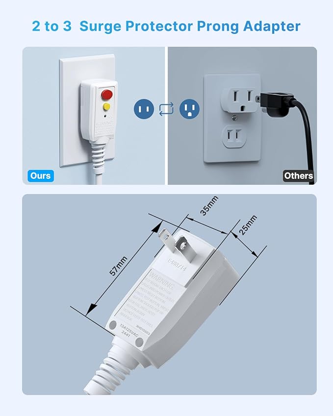 2 Prong GFCI Power Strip, VINTAR 2 Prong to 3 Prong GFCI Plug Adapter, 6ft - Image 3