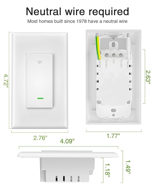 GHome Smart Switch, 3 Way Wi-Fi Light Switch Compatible - Image 8