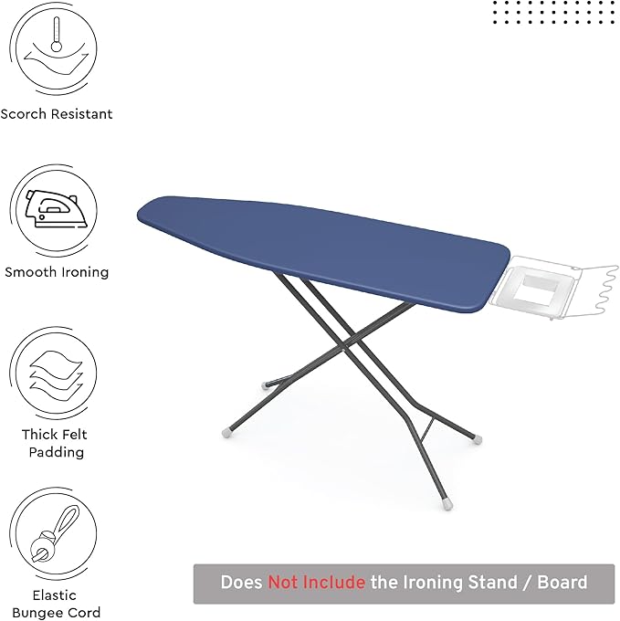 Encasa XO Ironing Board Cover and Pad 54"x18" - 4mm Felt X-Large Iron Board - Image 2