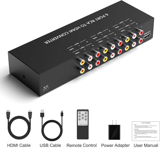 RuiPuo 6Port AV to HDMI Converter RCA/Composite/CVBS Adapter Support 16:9/4:3 - Image 6