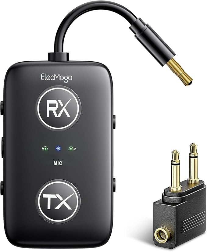 2025 Upgraded Airplane Bluetooth 5.4 Transmitter by ElecMoga