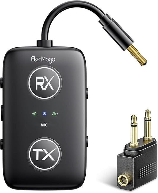 2025 Upgraded Airplane Bluetooth 5.4 Transmitter by ElecMoga