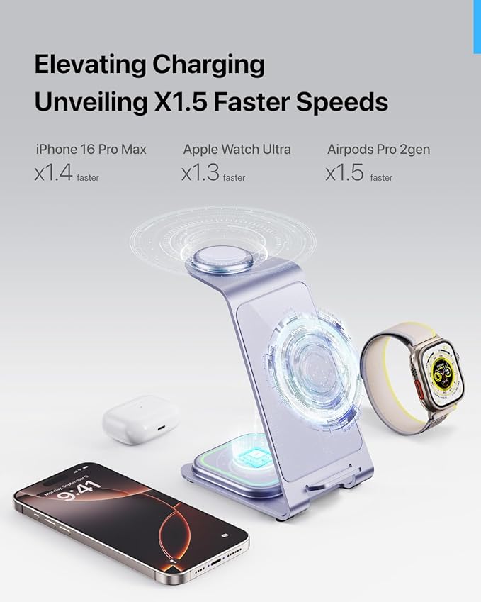 Intoval Aluminum 3 in 1 Wireless Charging Station - Image 8