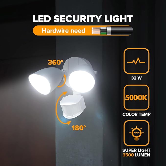 UME 2 Pack 32W 3500 Lumen LED Security Lights Motion Sensor Light Outdoor - Image 2