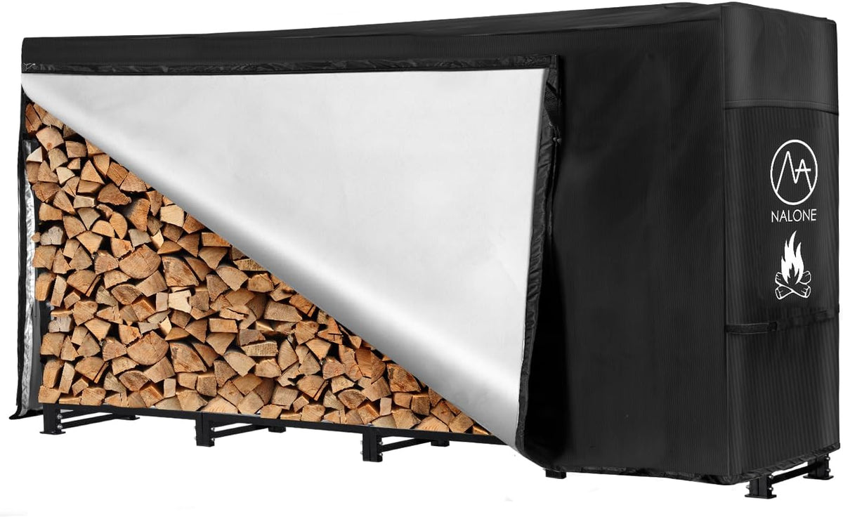 nalone 8ft outdoor firewood rack with cover&carry bag, main product view