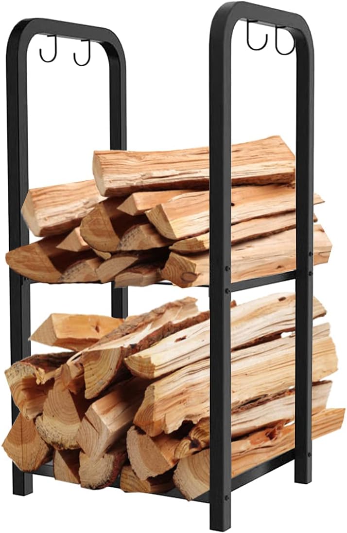 2-tier fireplace firewood rack holder for indoor outdoor, main product view
