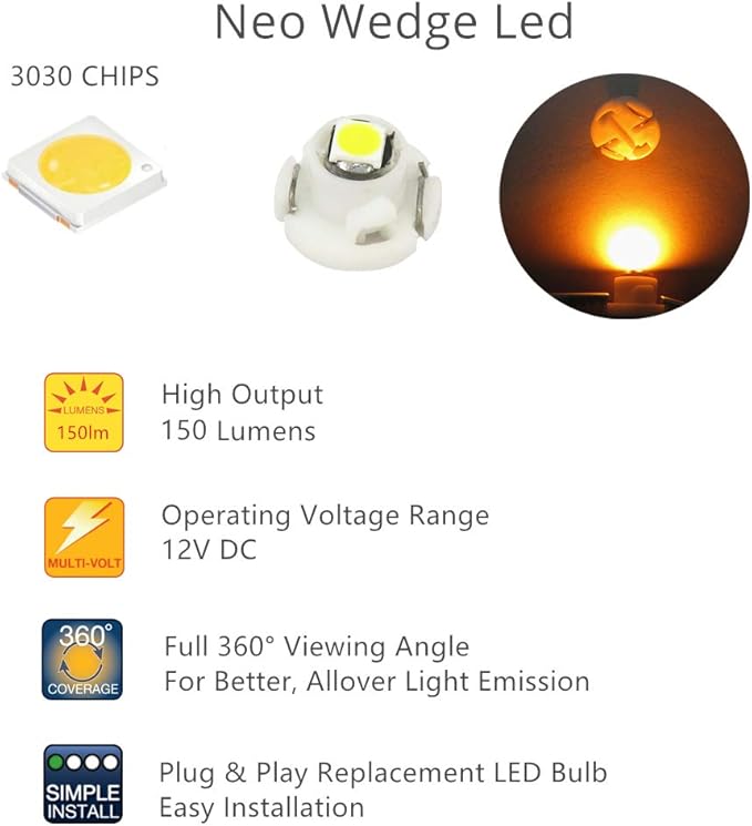 WLJH Yellow Climate Control Panel Lights A/C Dashboard Dash Heater Indicator - Image 4