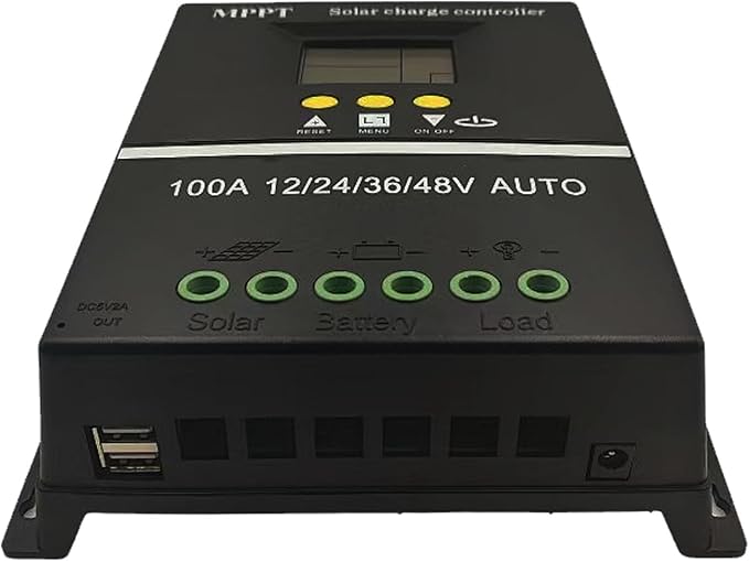 Saooer 100A MPPT Solar Charge Controller, 12/24/36/48V, LCD Display, Dual USB - Image 4