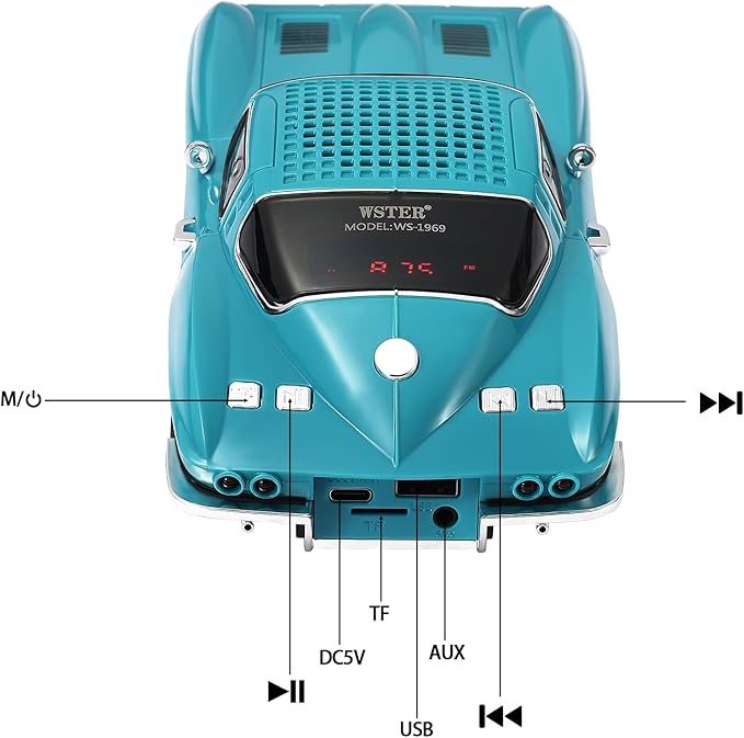 WSTER Retro American Style car Bluetooth Speaker, Portable Wireless Outdoor - Image 7