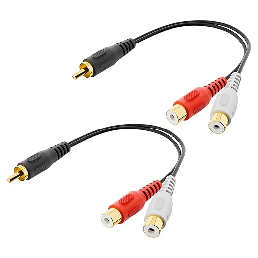 VCELINK RCA Splitter 1 Male to 2 Female Stereo Audio Cable, Car Radio, Digital by VCELINK