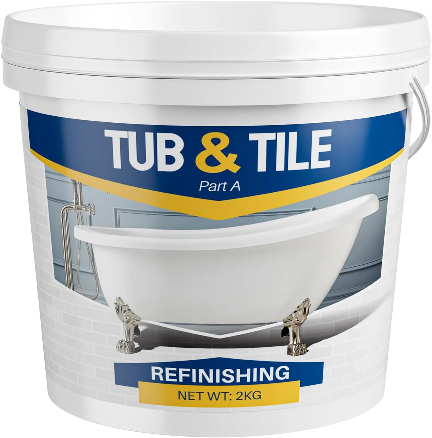 Tub and Tile Refinishing Kit, 66oz White Quick-Dry Tile Paint for Wall & Floor, Sink Bathtub and Toilets Paint for Bathroom, Kitchen, Toilets, Water Based