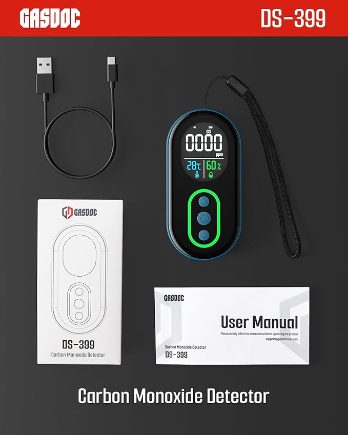 GasDoc DS-399 Portable Carbon Monoxide Detector, 168H Standby, Rechargeable - Image 7