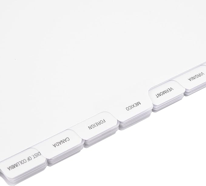 Exhibitindexes® State Divider Tabs/Indexes 3 Hole Punched - Image 4