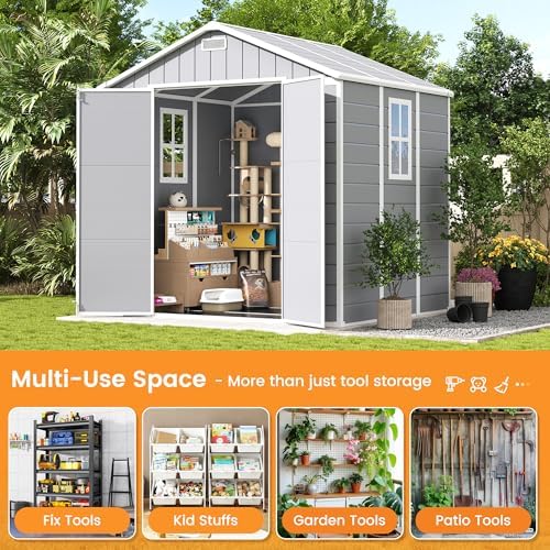 udpatio resin storage shed 8x6 ft plastic outdoor, package contents