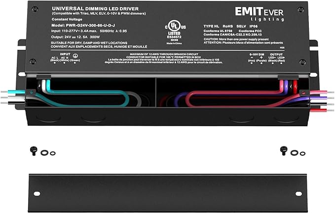 EMITEVER Dimmable Led Driver, 2 Packs 300W AC 110V-277V to DC 24V Transformer - Image 2