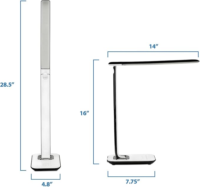 Turcom LED Desk Lamp With USB Charging Port Dimmable Touch Controls w/Color - Image 9