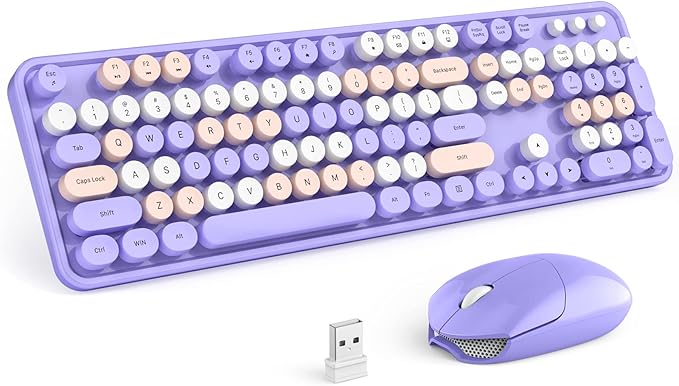 MOFII Wireless Keyboard and Mouse Combo, 2.4GHz Retro Full-Size Keyboard by MOFII
