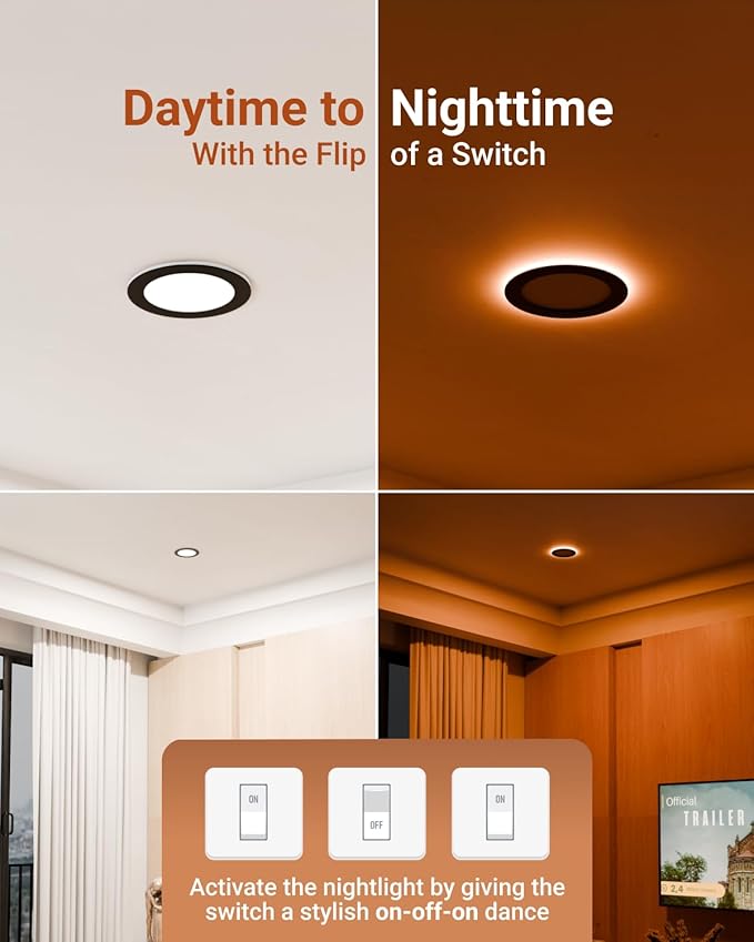 Sunco Black Recessed Lights 6 Inch LED, Canless - Image 3