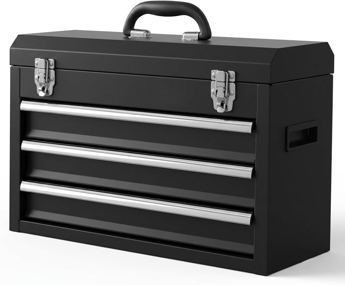 3 drawer metal tool box, heavy duty steel, main product view