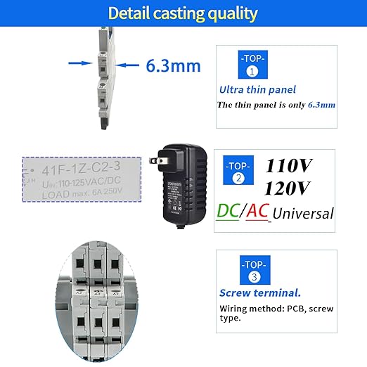 Electromechanical Relay Miniature Power Relay 110V/ 120V AC/DC HF41F/60-ZS 1NO - Image 2