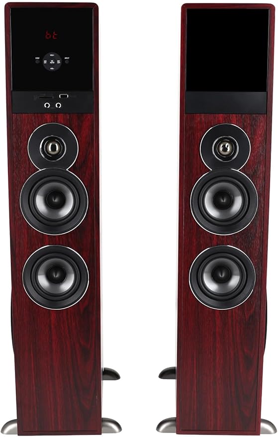 Rockville TM80C Powered Home Theater Tower Speaker System, Cherry Wood - Image 2