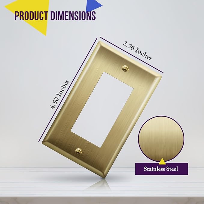 ENERLITES Decorator Switch or Outlet Metal Wall Plate, Stainless Steel Outlet - Image 3