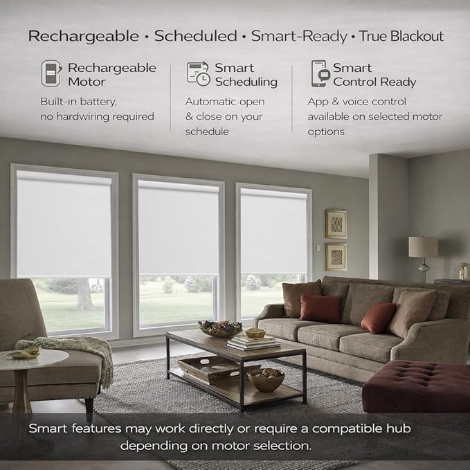 Zshine Motorized Blackout Window Blinds Customize Width Remote Control Wireless - Image 2
