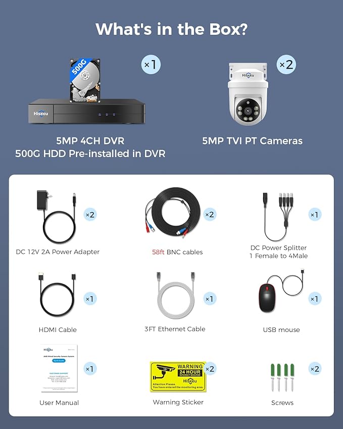 Hiseeu 3K 360°View PTZ Wired Security Camera System - Image 9
