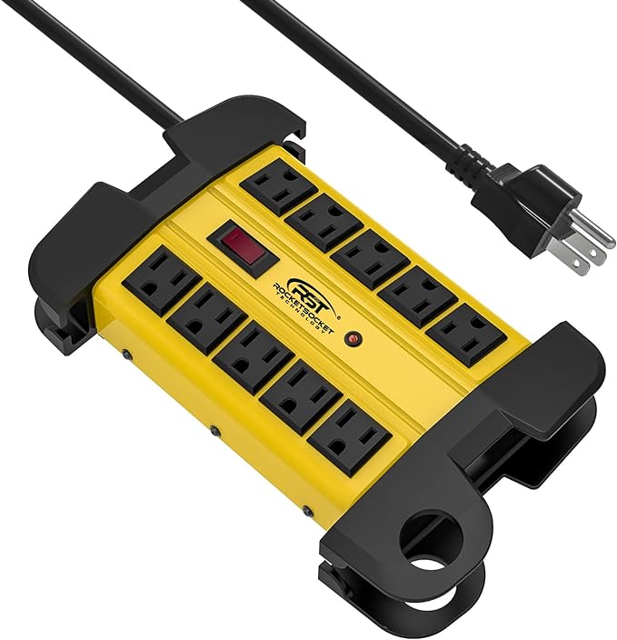 CRST Heavy Duty Surge Protector Power Strip 10-Outlet Metal Industrial Power by CRST