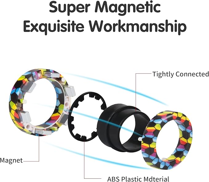 Magnetic Rings Fidget Toy Set, Idea ADHD Fidget Toys, Adult Fidget Magnets - Image 2