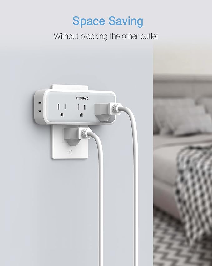 Multi Plug Outlet Extender, TESSAN Surge Protector Wall Plug Splitter - Image 3