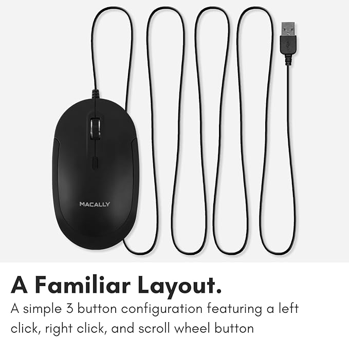 Macally Computer Mouse Wired, Silent USB Mice - Image 5
