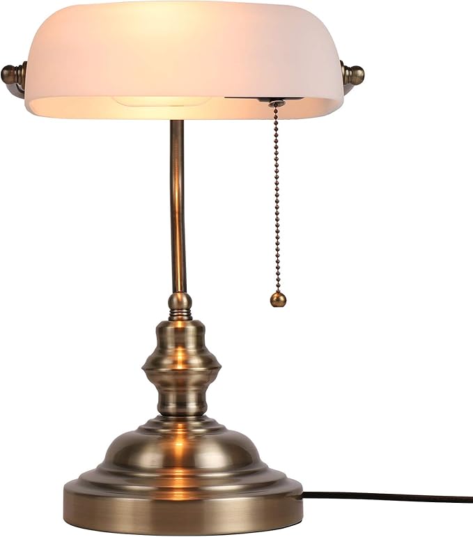 Newrays Glass Bankers Desk Lamp by Newrays