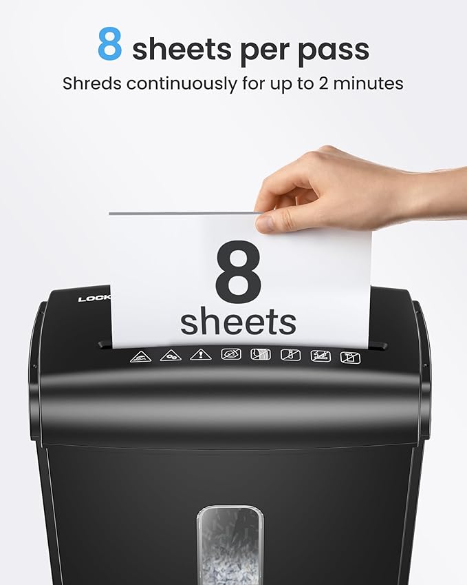 Locksworth 8-Sheet Micro Cut Paper Shredder P-4 High Security - Image 2