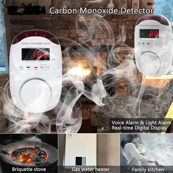 Carbon Monoxide Detector Insertion, Vzmcov CO Detector, LED Display Screen - Image 3