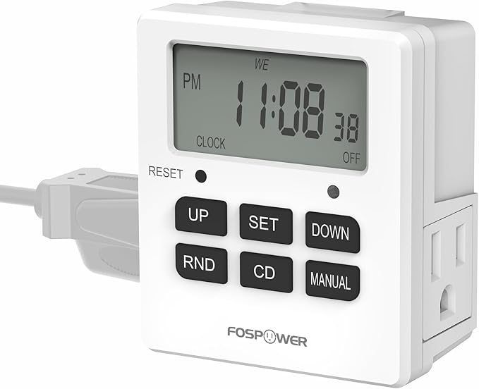 Fospower 7 Day Digital Timers for Electrical Outlets Indoor, Heavy Duty Dual by FosPower